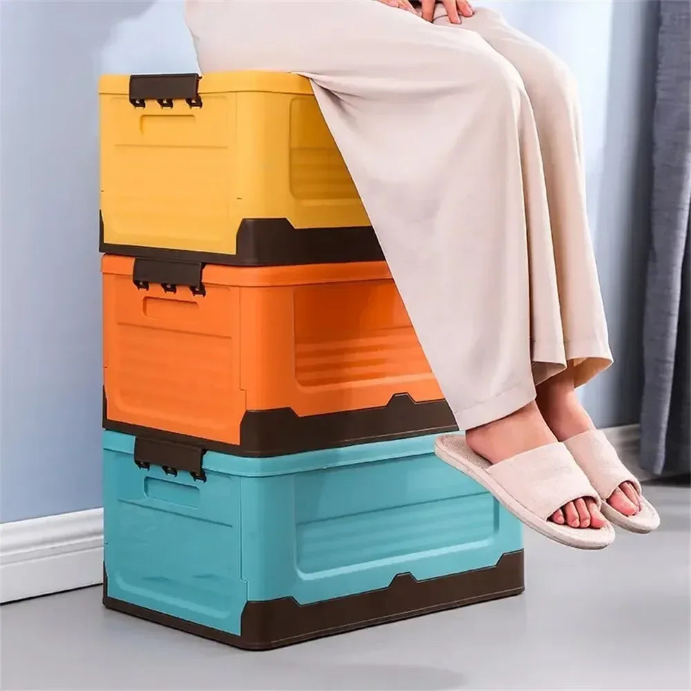 Foldable Plastic Storage Box with Lid – Large Capacity