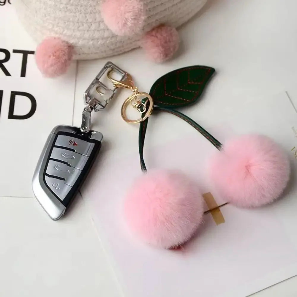 Cherry Plush Toy Keychain – Colorful & Fluffy (Random Color)