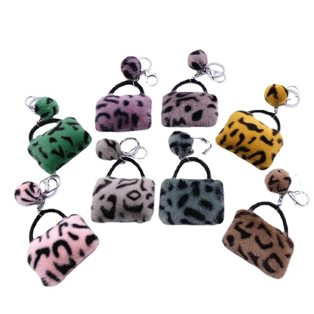 Leopard Plush Bag Pendant Keychain – Cute & Soft (Random Color)