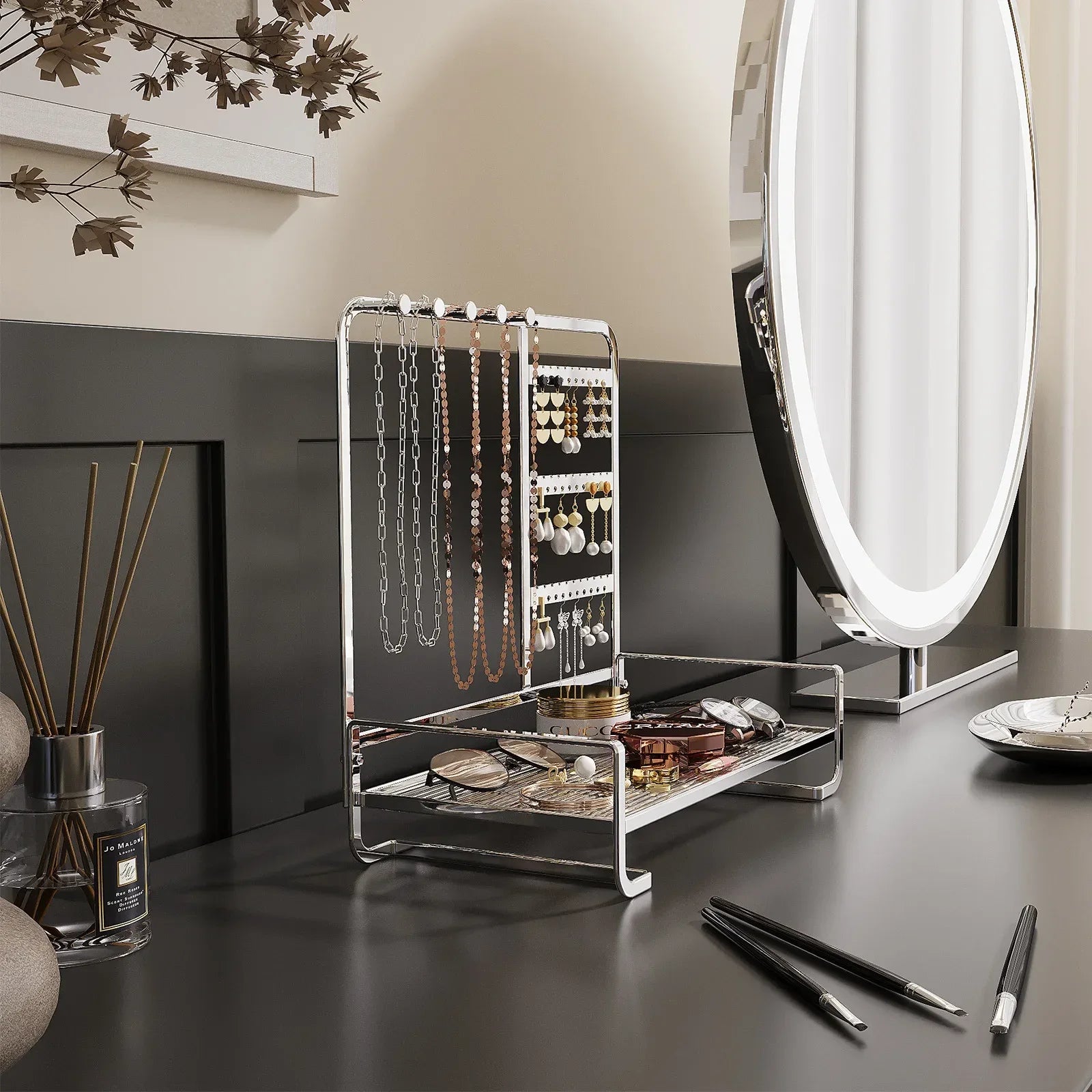 Luxury Wrought Iron Jewelry Display Stand & Organizer