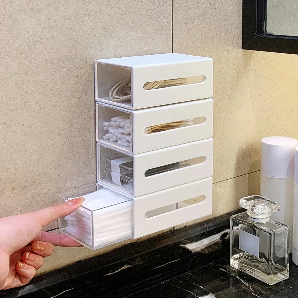 Punch-Free Makeup Cotton & Hair Clip Storage Box