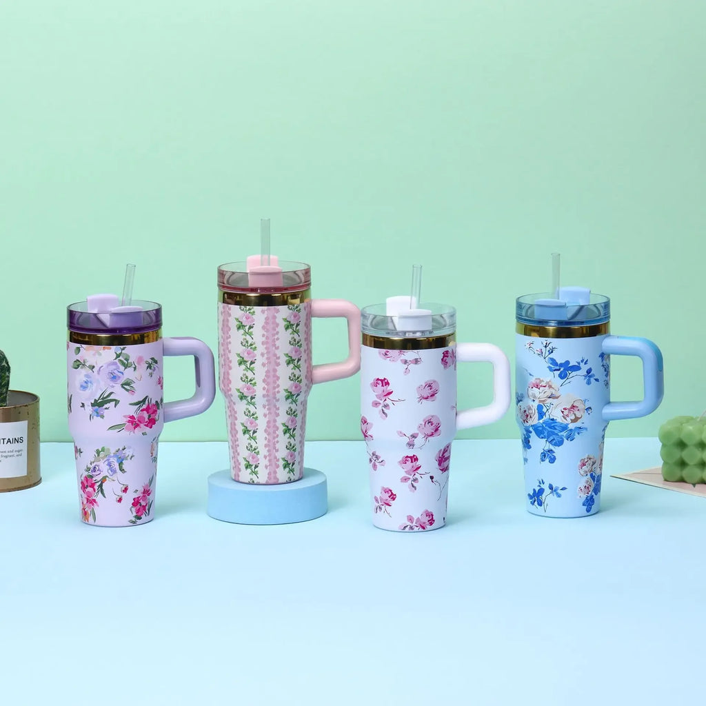 Stanley-Style Mini 40oz Floral Tumbler – Durable & Stylish