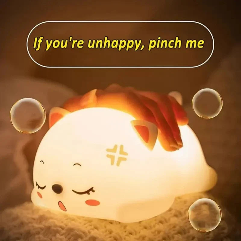 Sleeping Cat Silicone Lamp – USB Rechargeable