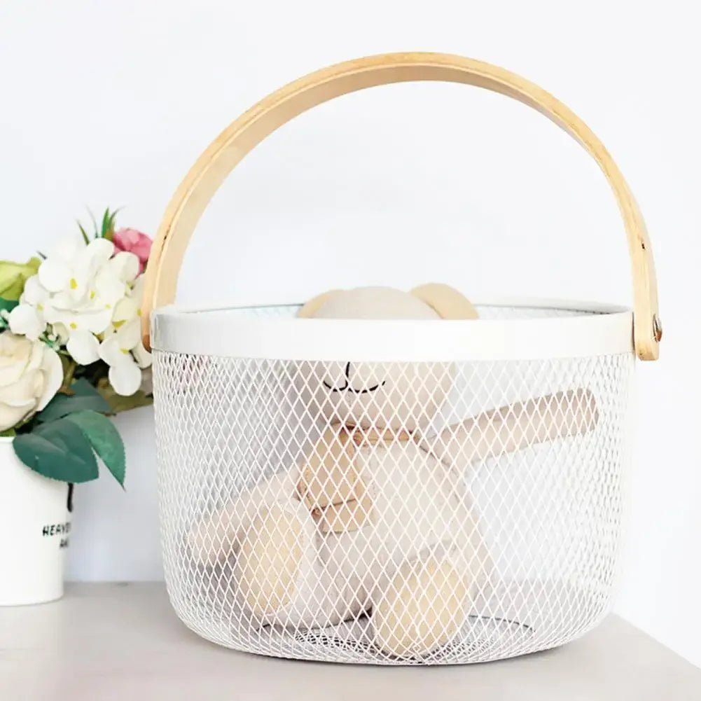 Wire Mesh Fruit & Vegetable Basket – Round Portable