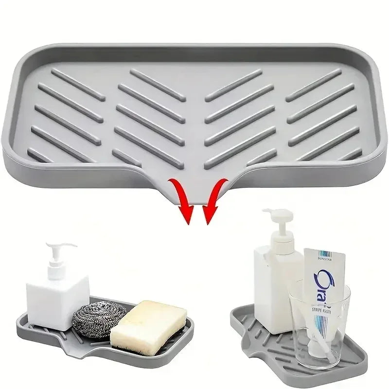 Silicone Sink Tray – Self-Draining Kitchen Sponge & Soap Holder