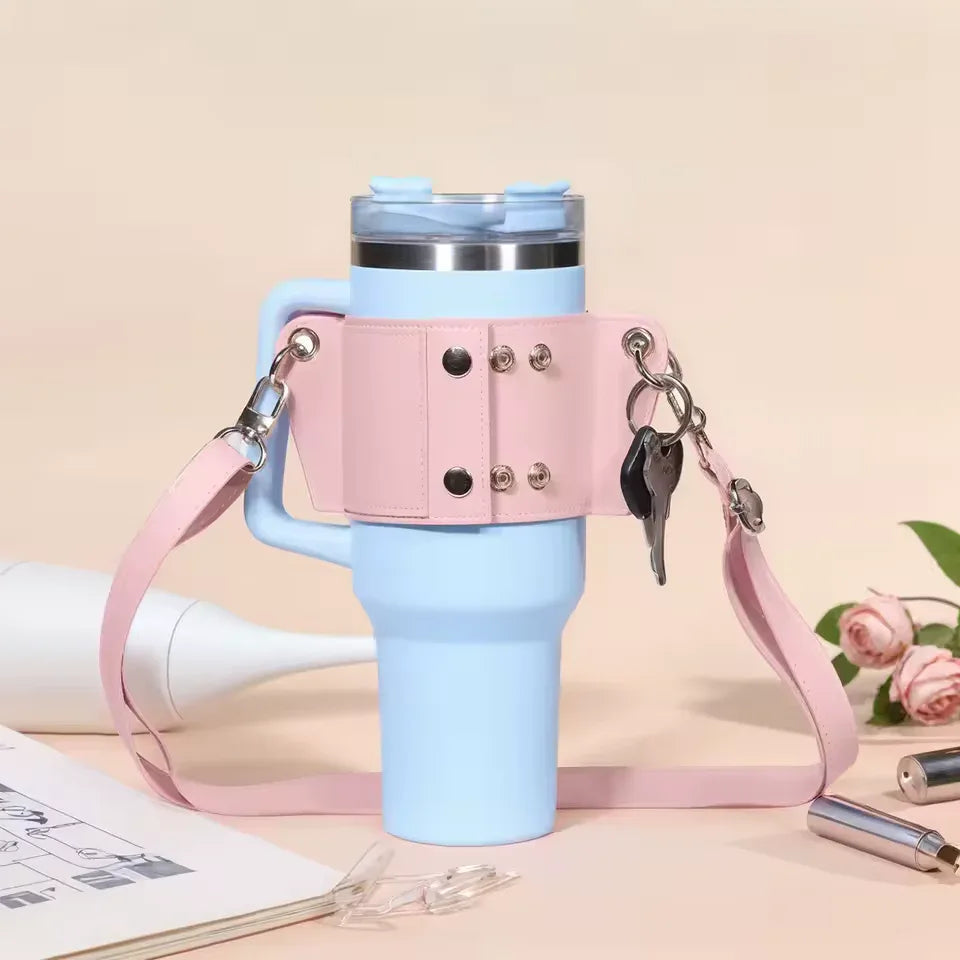 Water Tumbler Holder with Strap – 40oz PU Bottle Pouch (Random)