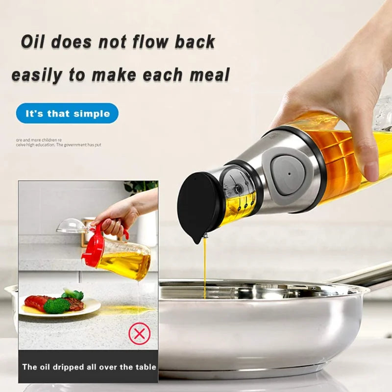 Press & Measure Oil Bottle 500ml – No Spill Control