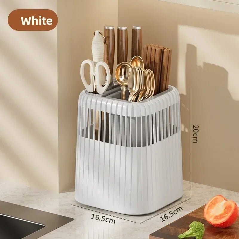 Rotating Knife & Utensil Storage Rack – Multi-Functional Organizer