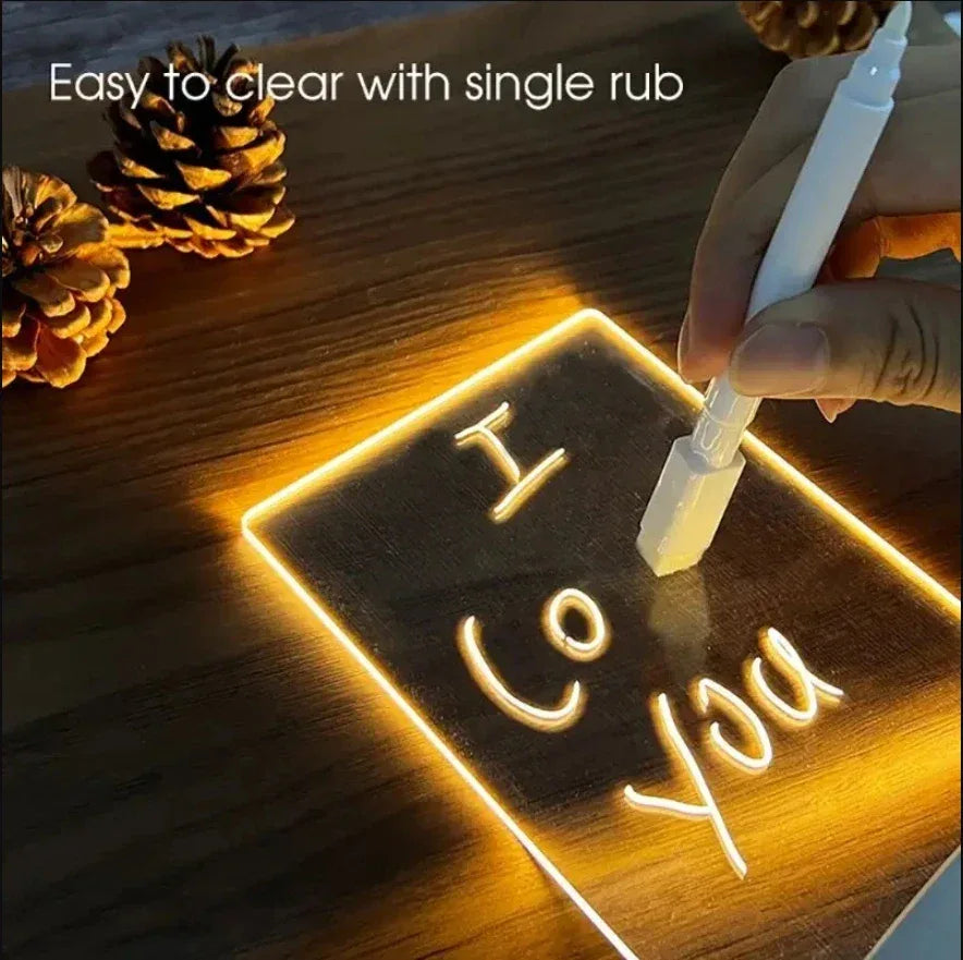 LED Message Note Board Night Light – USB With Marker