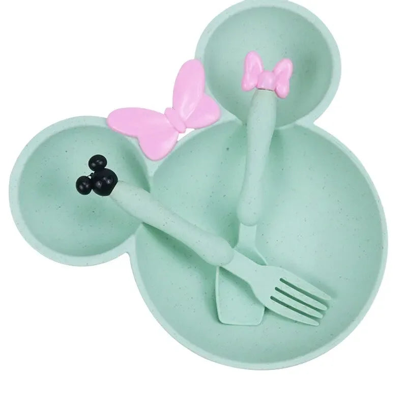 Wheat Straw Baby Cartoon Tableware Set – 3PCS (Random Color)