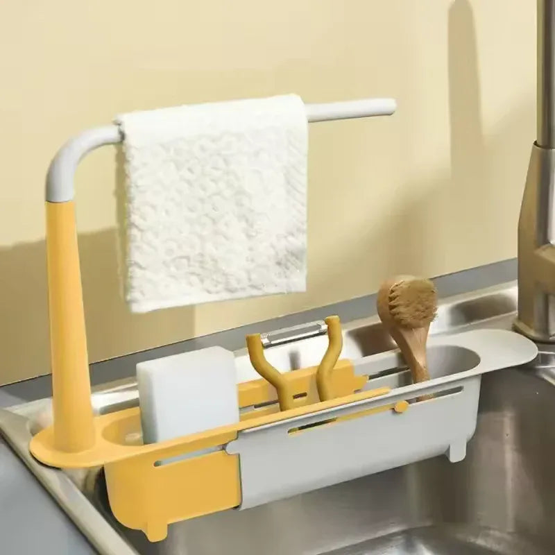 Telescopic Sink Drain Rack – Expandable Sponge Holder & Storage Basket