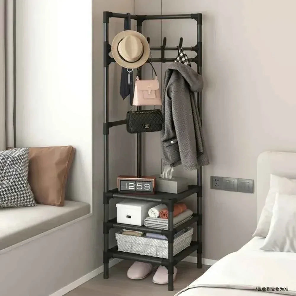 Bedroom Corner Clothes Rack - Multi-Layer Stand Hanger for Clothes and Coats Storage