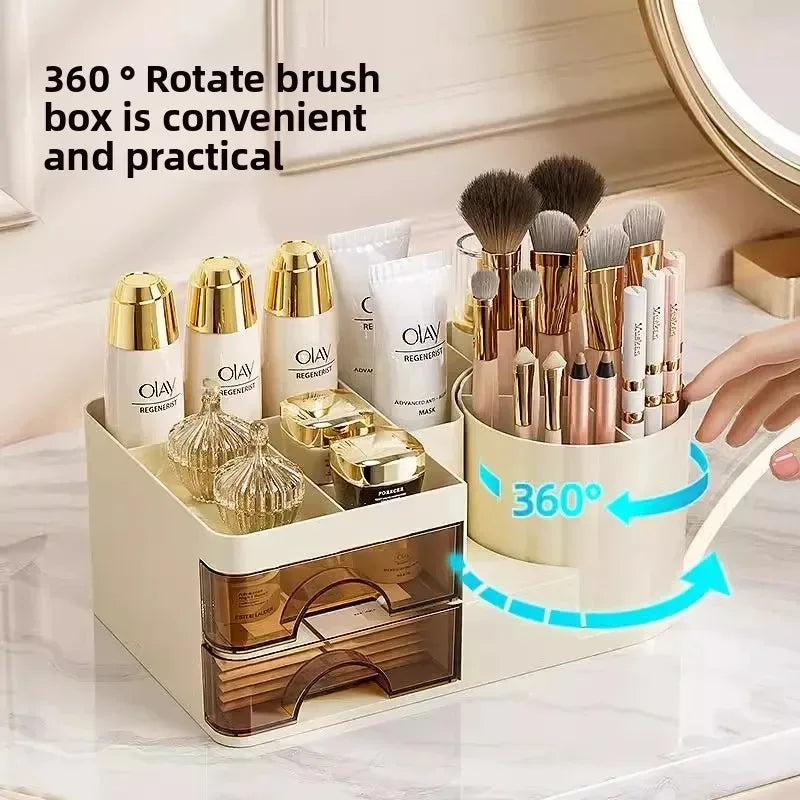 Luxury Cosmetic Brush Storage Box – Multi-Functional Vanity Organizer
