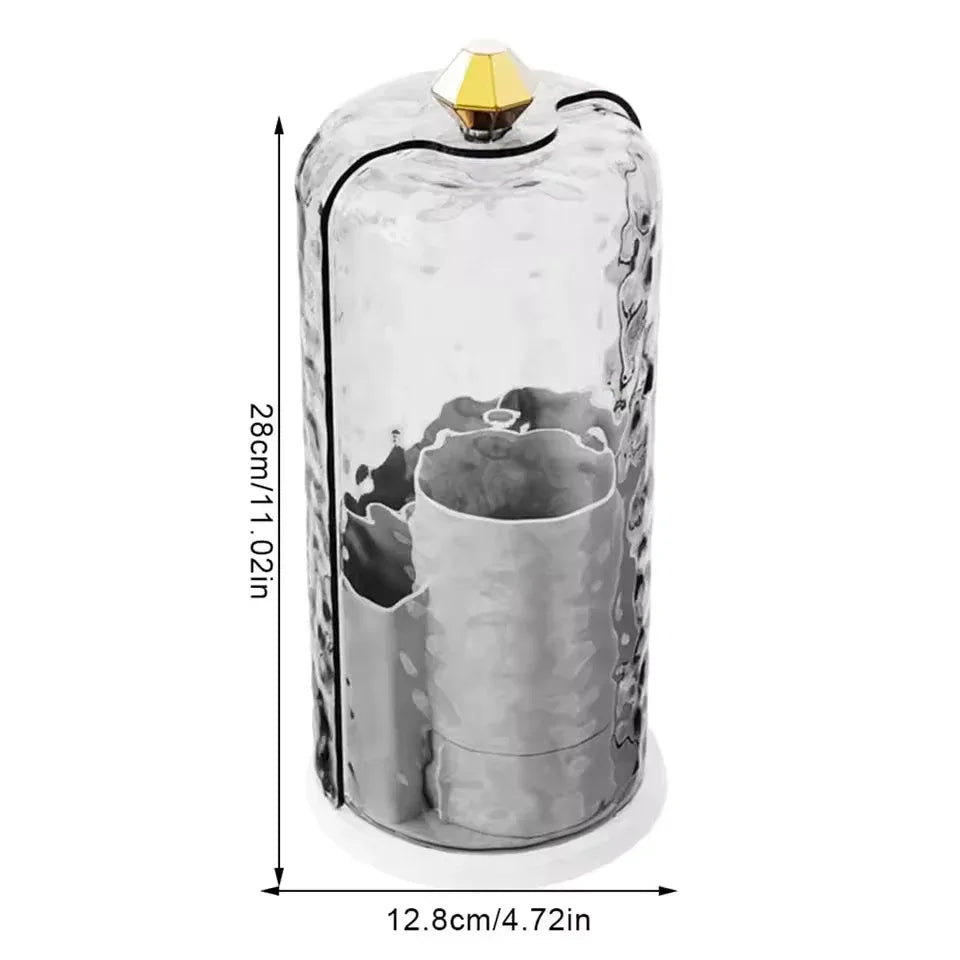 Rotating Makeup Brush Holder – Dustproof Transparent Organizer