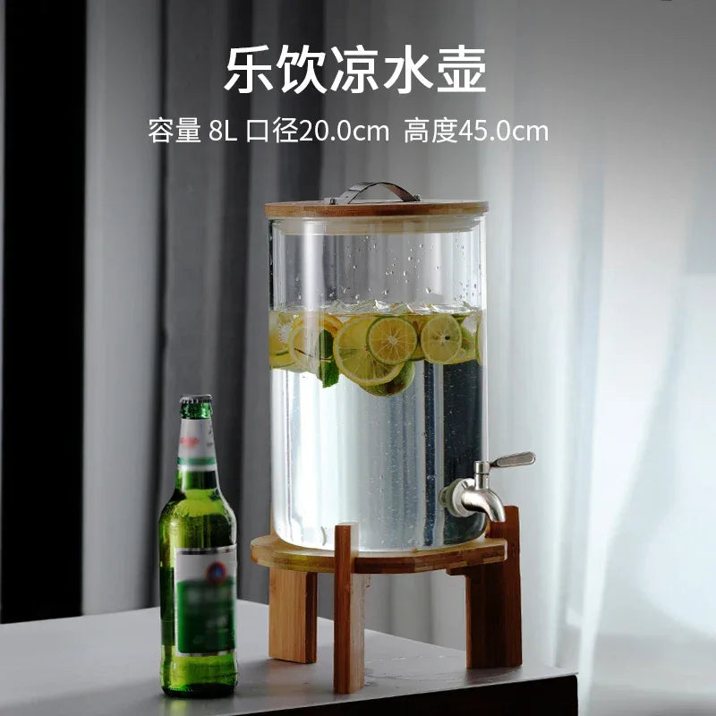 Luxury Glass Juice Container – Silver Wood Cap