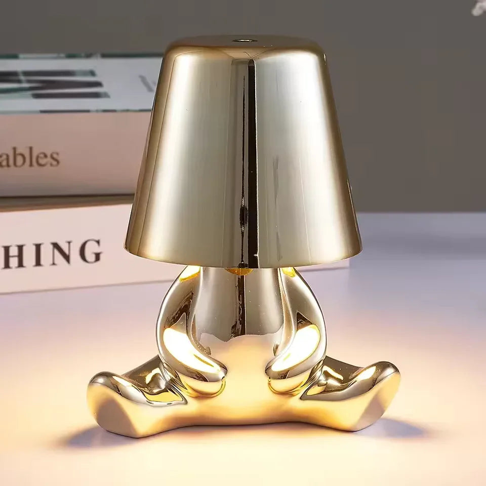 Metallic Lazy Man Character Lamp – Creative Bedside & Desk Light (Rando Design)