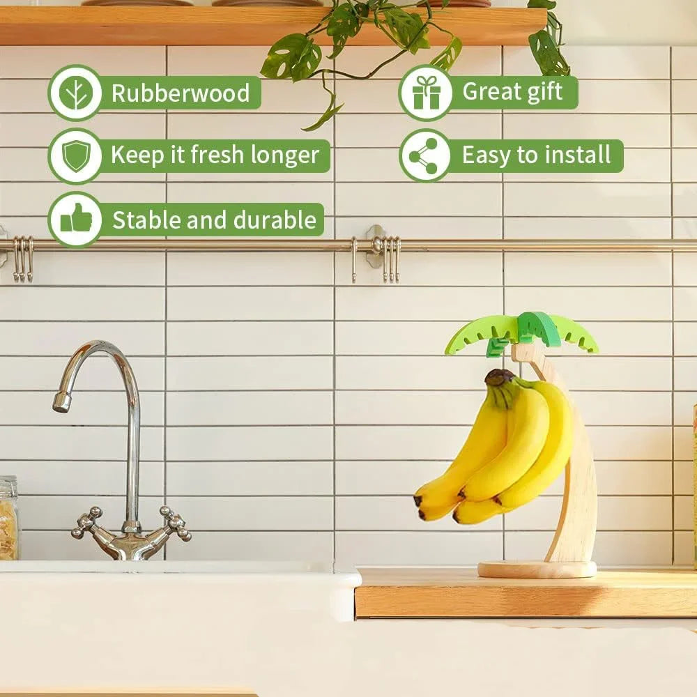 Wooden Banana Tree Rack – Decorative Fruit Holder
