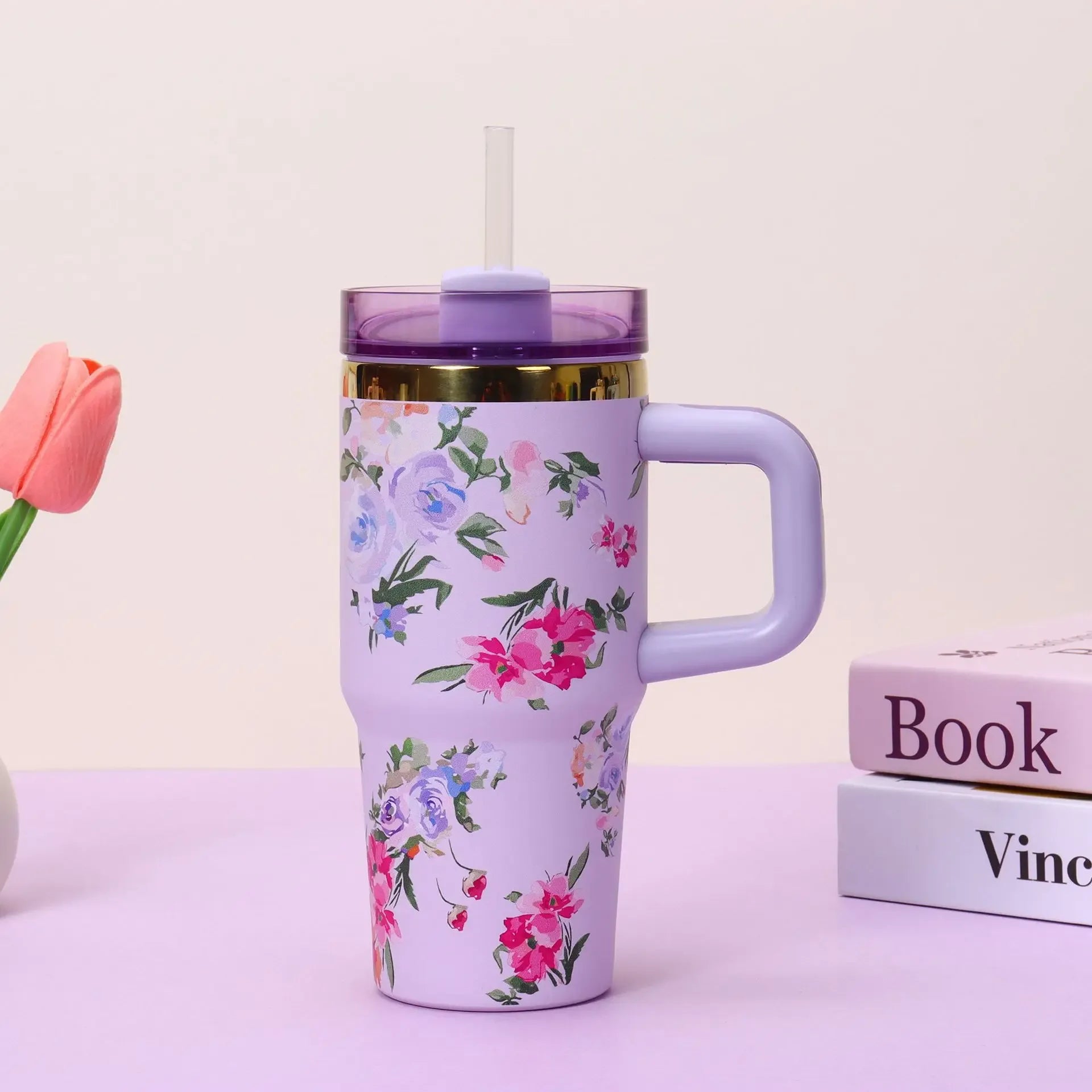 Stanley-Style Mini 40oz Floral Tumbler – Durable & Stylish