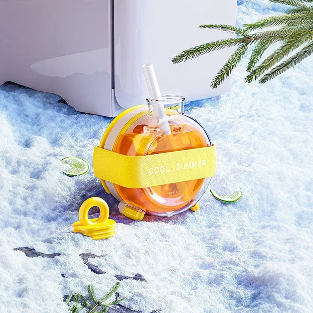 350ml Summer Dopamine Ice Lattice Straw Cup – Creative Cooling Drink Bottle
