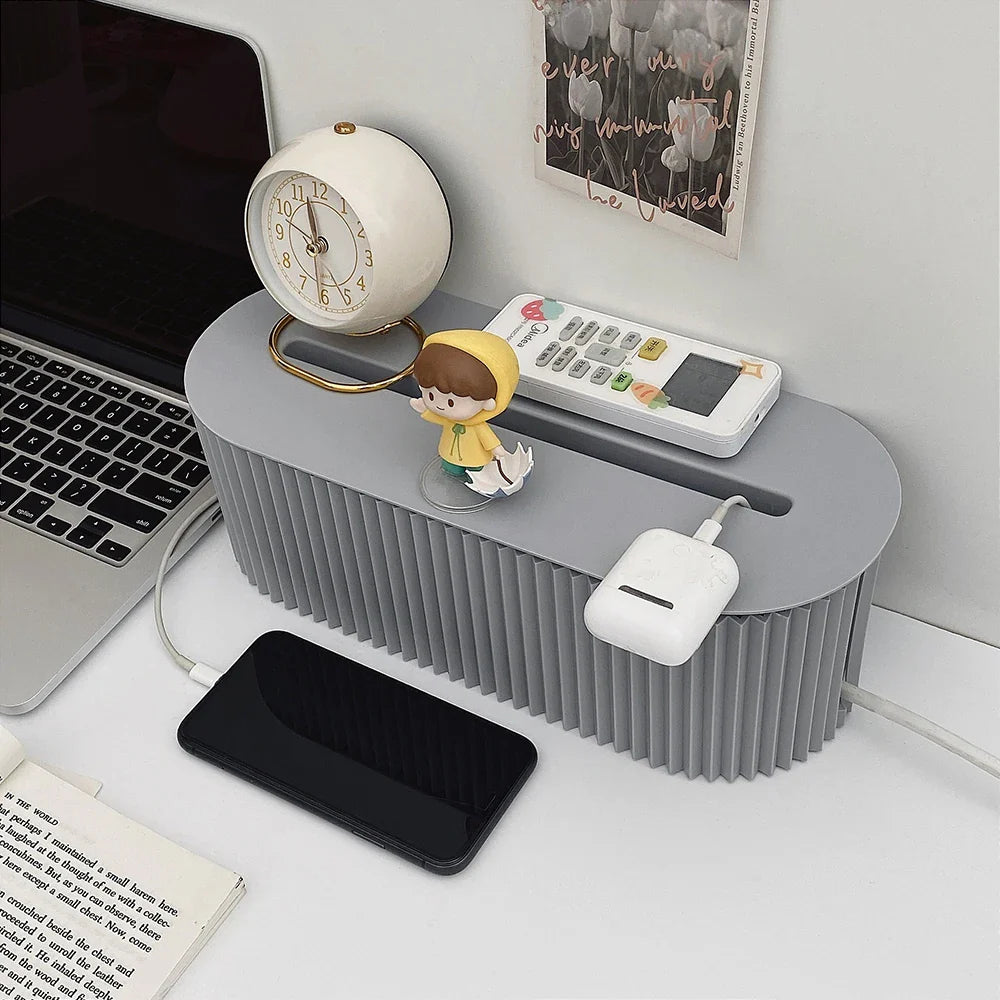 Nordic Plug Board Storage Box - Cable Organizer & WiFi Router Shelf