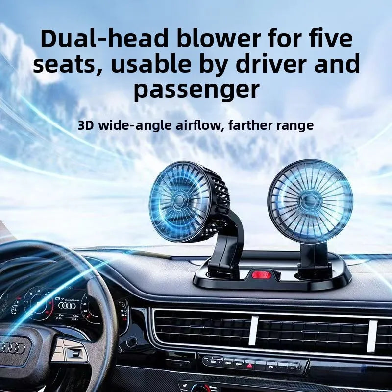 Dual Head 360° Car Cooling Fan 12V