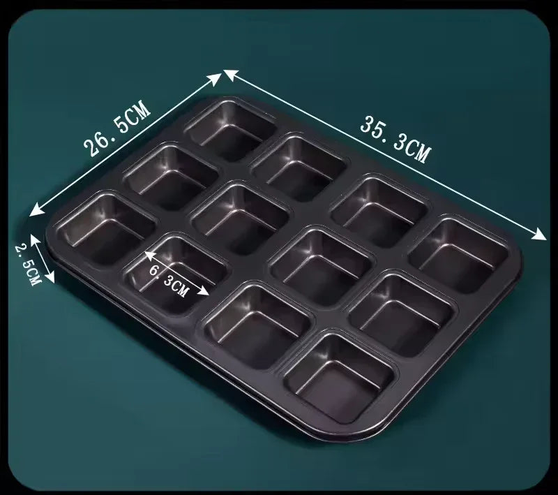 Square Cavity Baking Tray – Non-Stick Mini Muffin & Brownie Pan