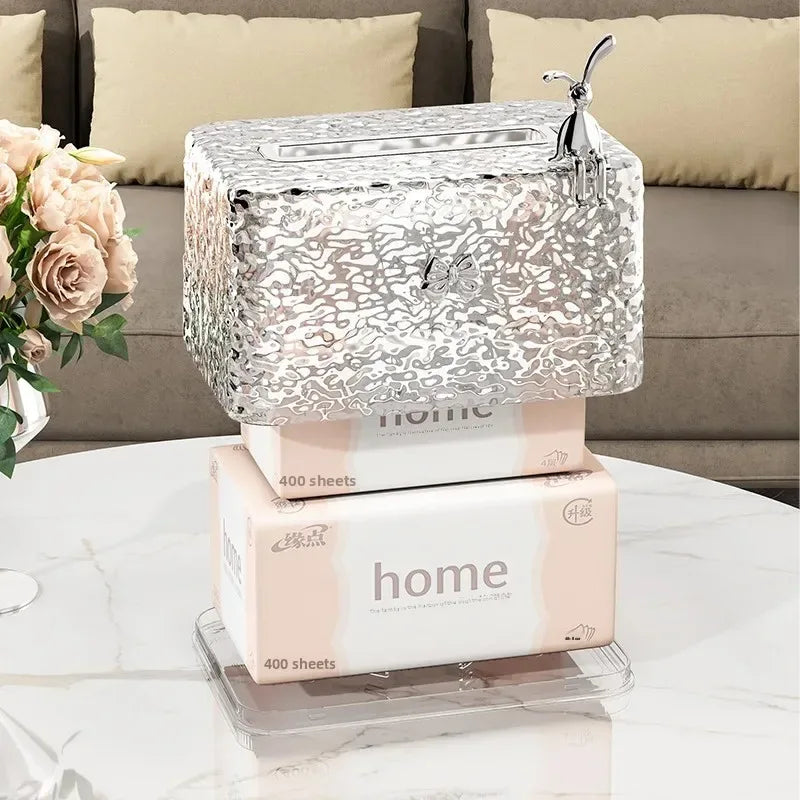 Transparent Bunny Tissue Box – Water Wave Luxury Design