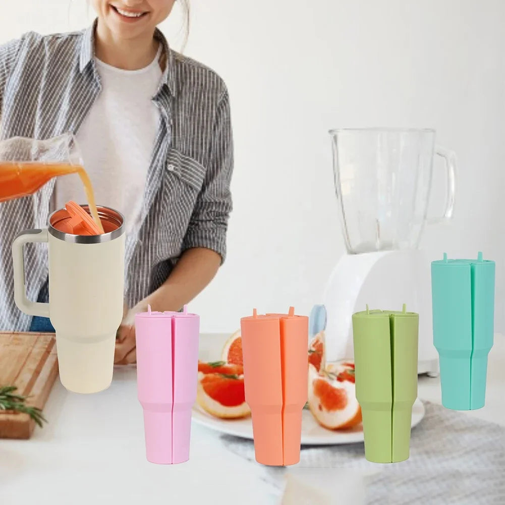 Silicone Water Bottle Liner Drink Divider - Double-Flavor Insert for 40oz Tumblers