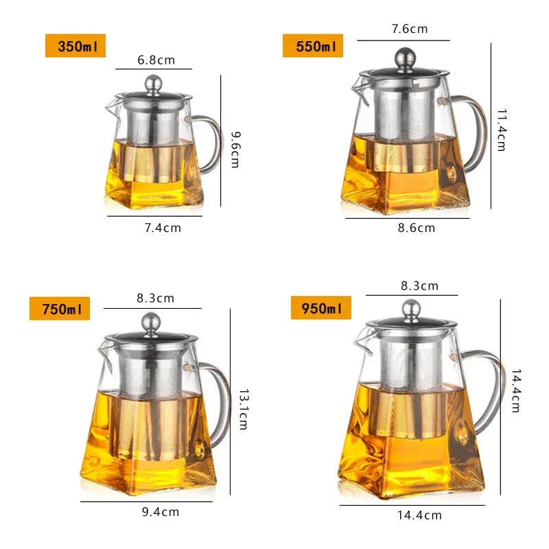 Heat-Resistant Glass Teapot with Stainless Steel Infuser