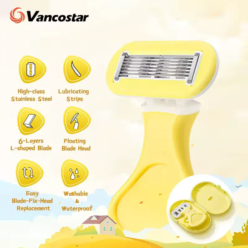 6-Blade Women’s Razor with Replaceable Heads & Travel Box