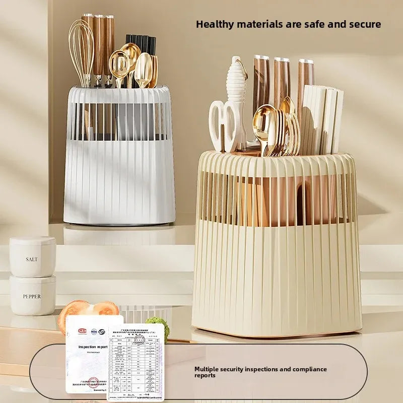 Rotating Knife & Utensil Storage Rack – Multi-Functional Organizer