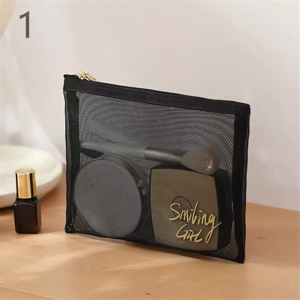 5-Piece Mesh Cosmetic Organizer Set – Makeup & Toiletry Storage Bags