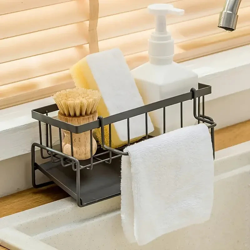 Punch-Free Kitchen Sink Storage Rack – Faucet Sponge Holder