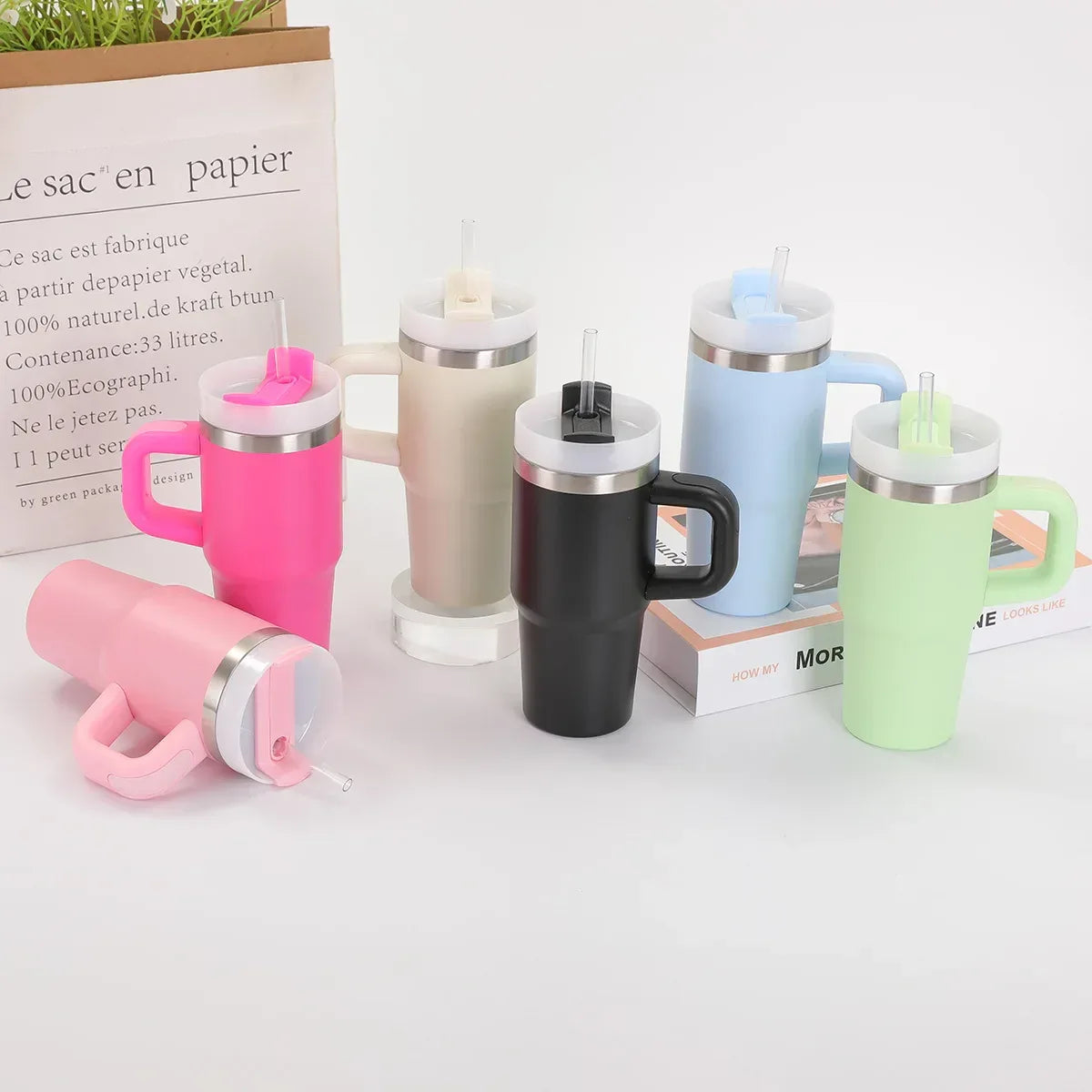 Stanley-Style Mini 40oz Plain Tumbler – Durable & Sleek (Random color)