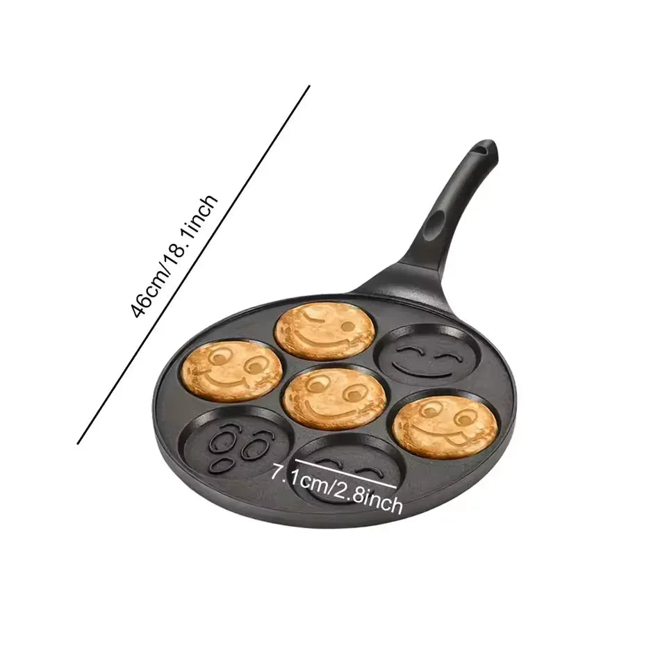 Non-Stick 7-Slot Smiley Face Fry Pan – Pancake & Egg Mold Pan
