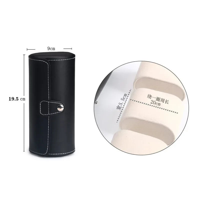 3-Slot Watch Storage Box – PU Leather Organizer