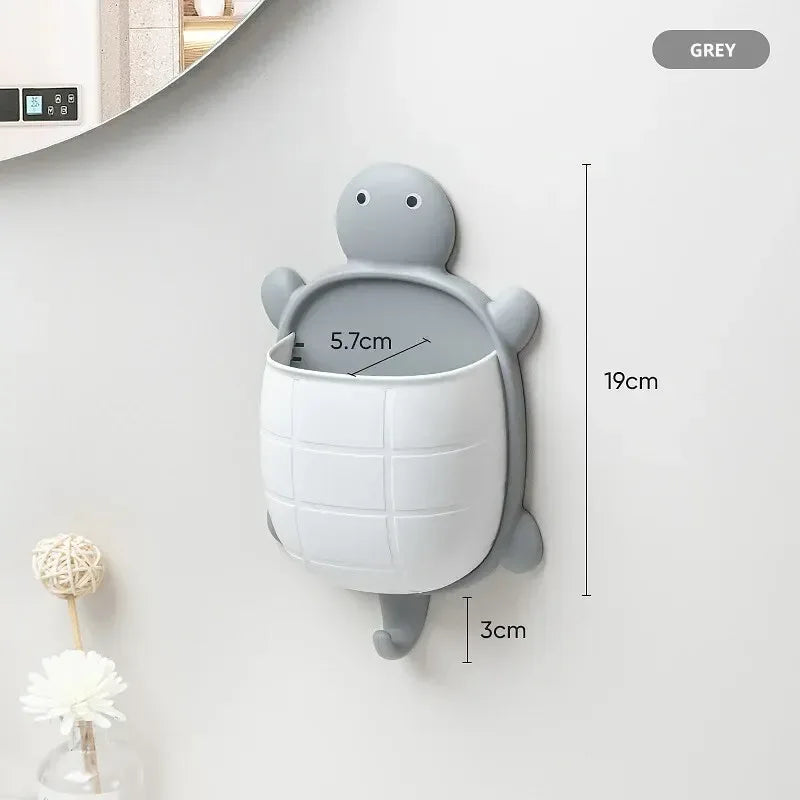 Cute Turtle Toothbrush Holder – Cartoon Bathroom Organizer