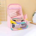 Aesthetic Transparent PU Makeup Bag – Large Waterproof Travel Washbag