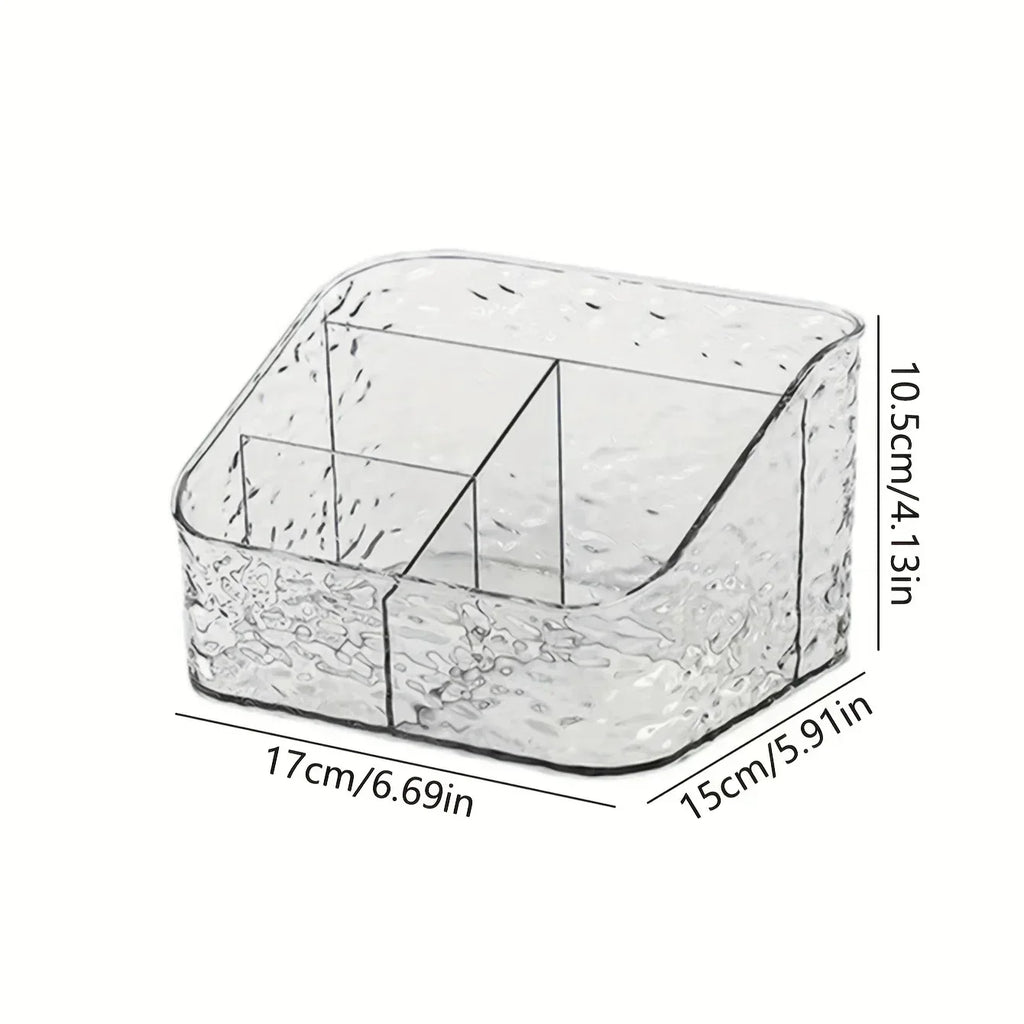 4-Compartment Acrylic Cosmetic Organizer – Transparent Storage Box