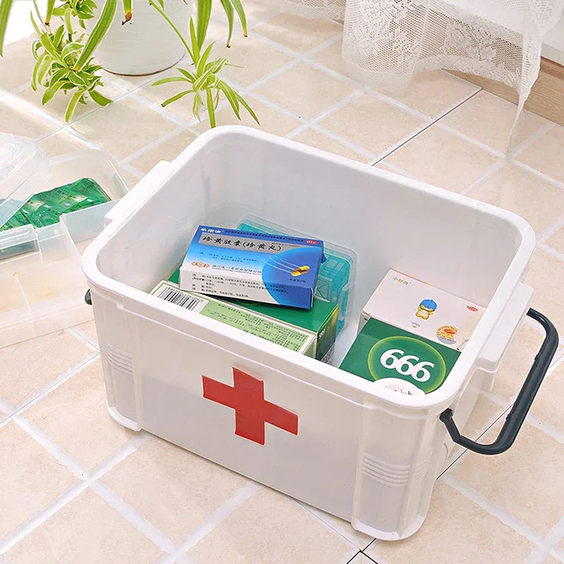 Portable First Aid Kit – Double-Layer Medicine Storage Box & Emergency Organizer