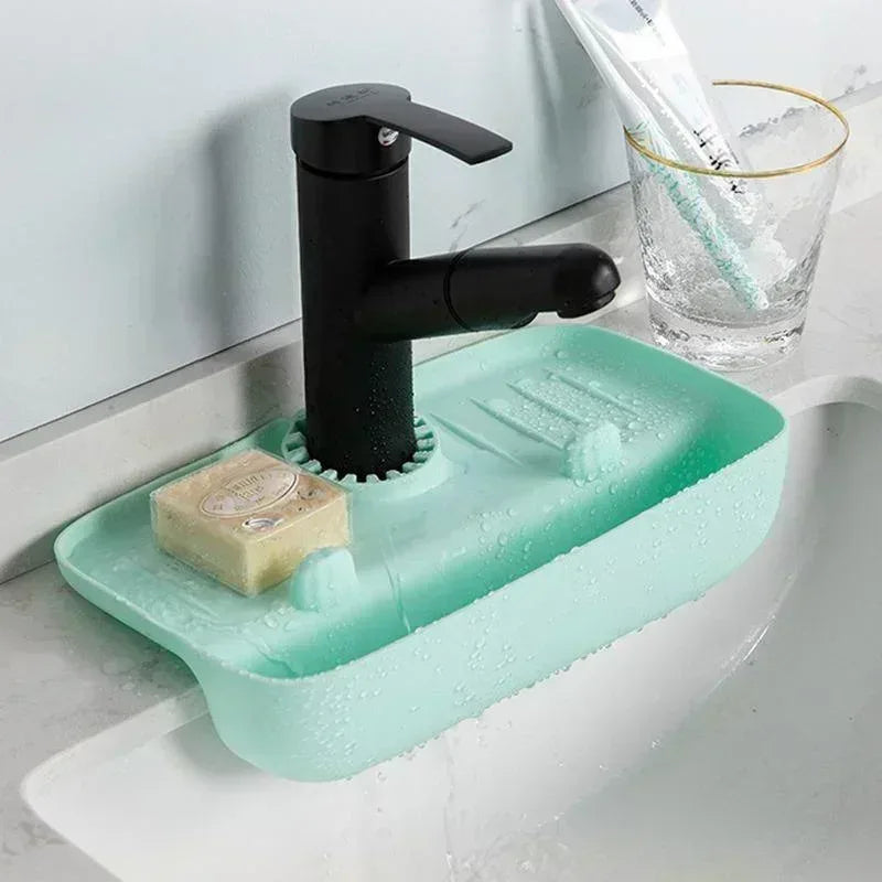 Silicone Faucet Mat – Sink Splash Pad & Sponge Storage Rack
