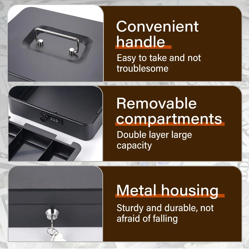 Metal Cash Box with Lock | Secure Money Storage