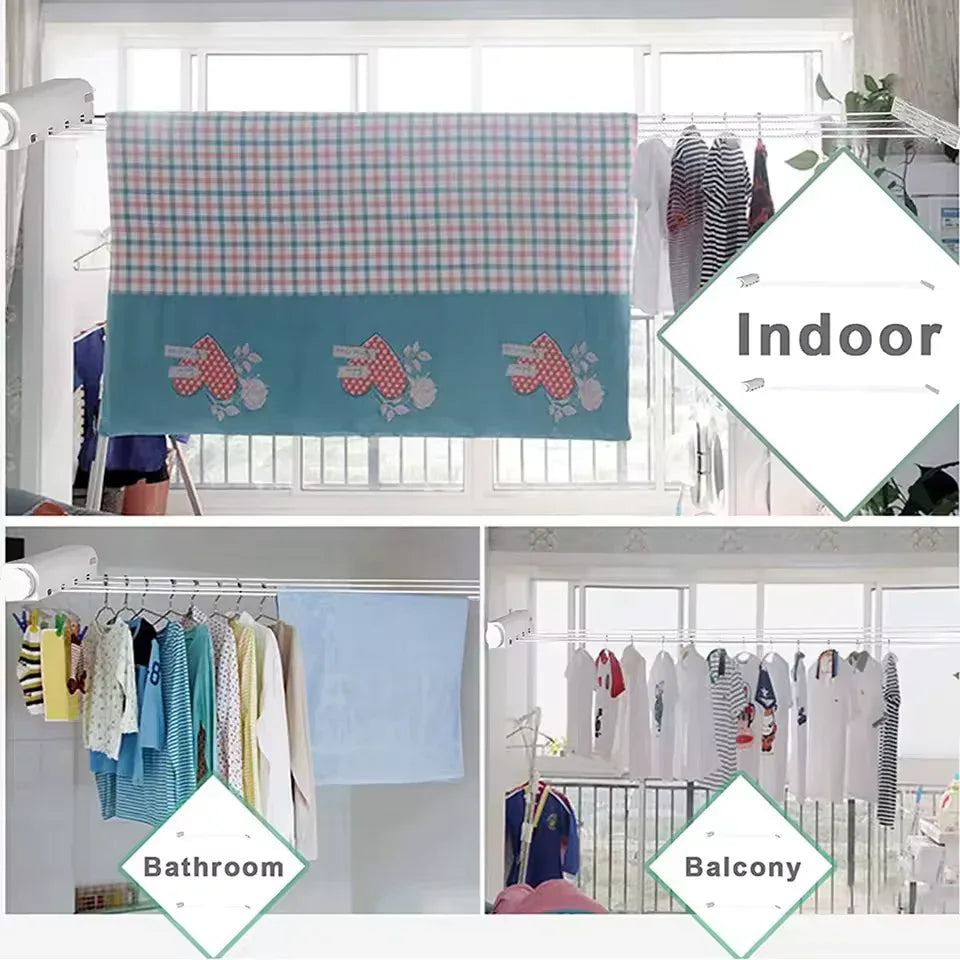 Wall Mounted Retractable Clothesline – 4 Line Laundry Drying Rack