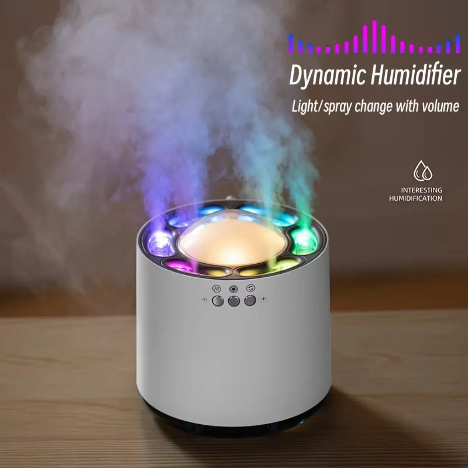 Round LED Humidifier with Music Sync & Aroma Mist