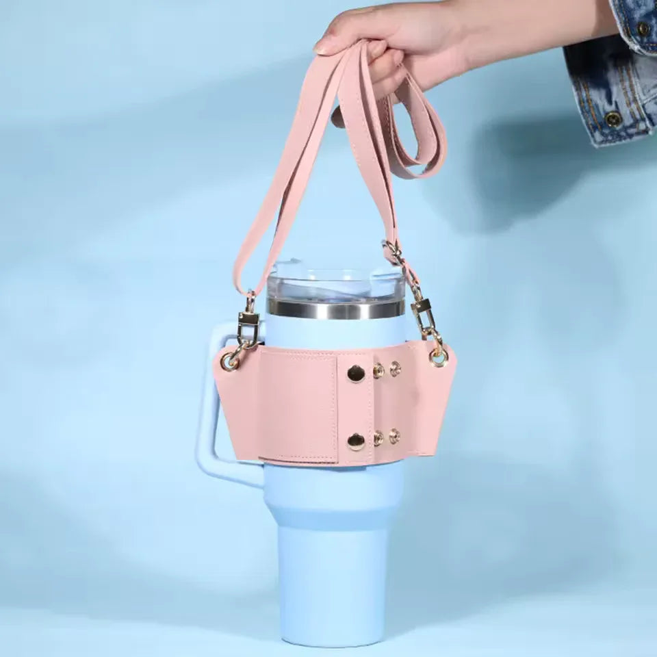 Water Tumbler Holder with Strap – 40oz PU Bottle Pouch (Random)