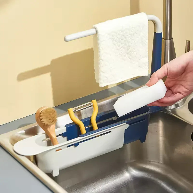 Telescopic Sink Drain Rack – Expandable Sponge Holder & Storage Basket