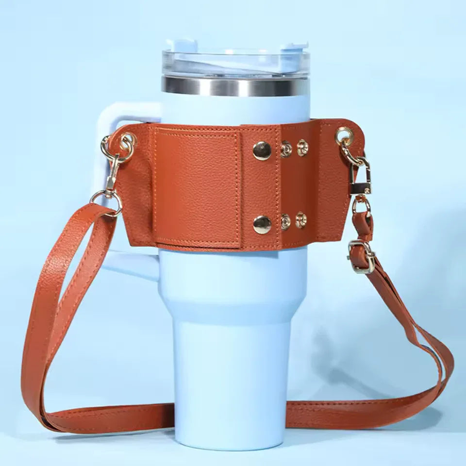 Water Tumbler Holder with Strap – 40oz PU Bottle Pouch (Random)