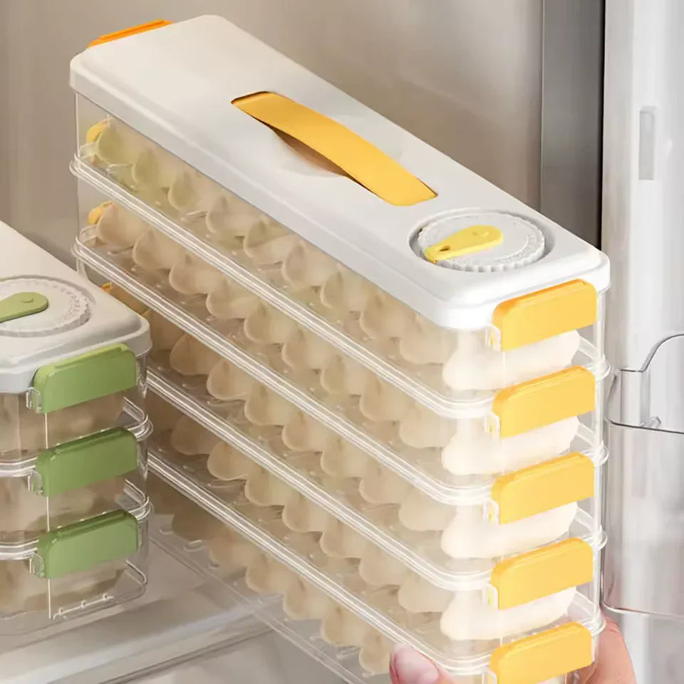 3-Layer Dumpling Storage Box – Fresh Food Freezer Tray with Cover
