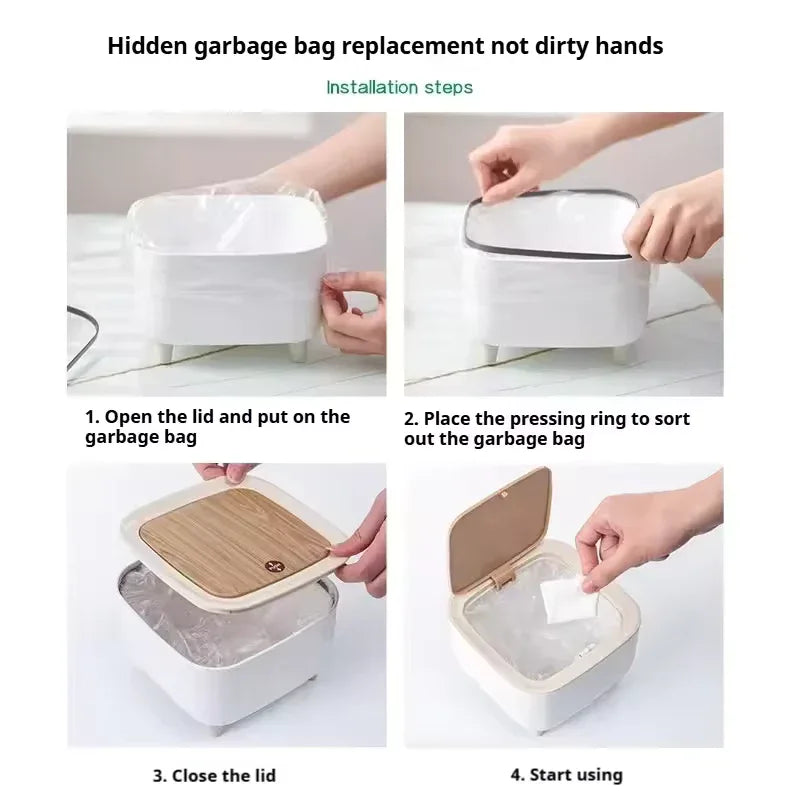 Mini Desktop Trash Can – Small Covered Bin for Desk & Bedroom