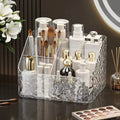4-Compartment Acrylic Cosmetic Organizer – Transparent Storage Box